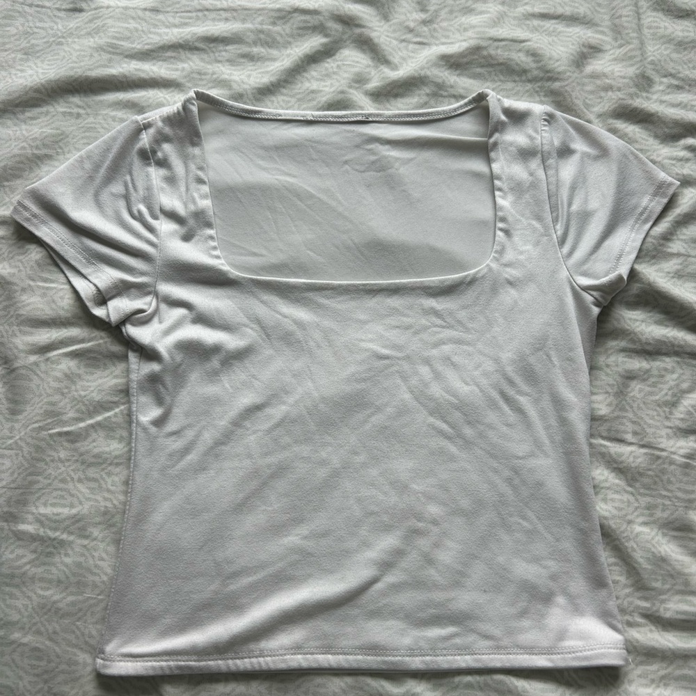 Classic White Square Neck Women’s Top